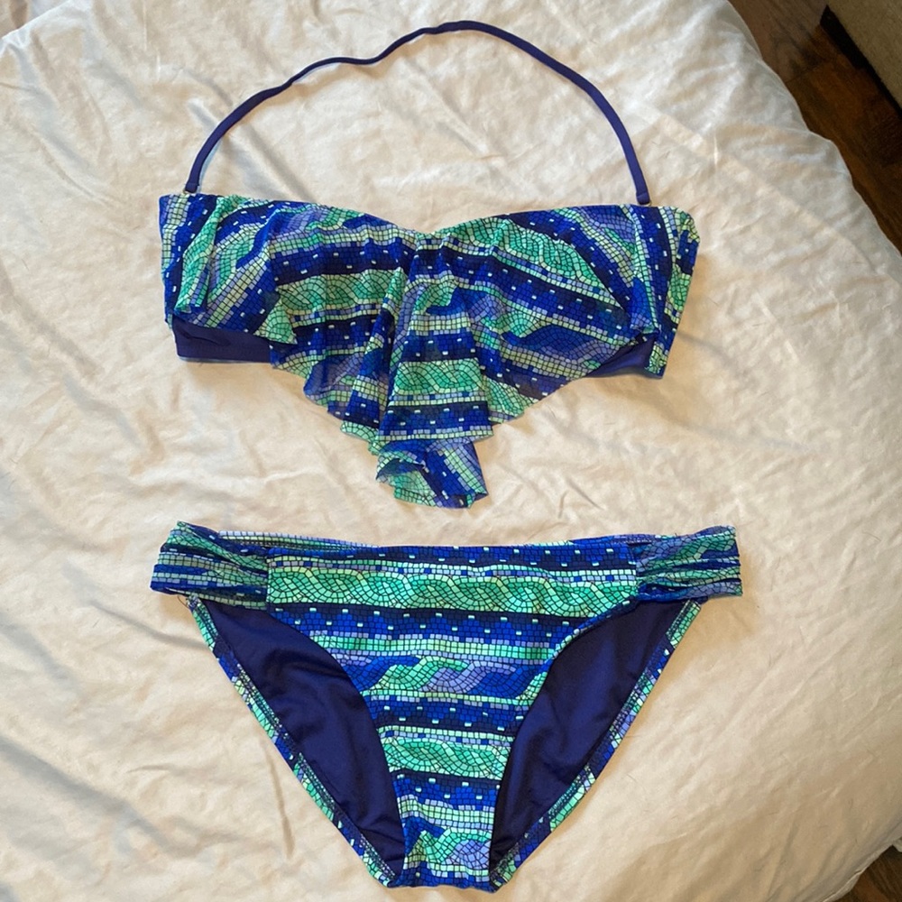 Mossimo Bikini from Target Blue and Green w/ cute mesh detail size Extra Large